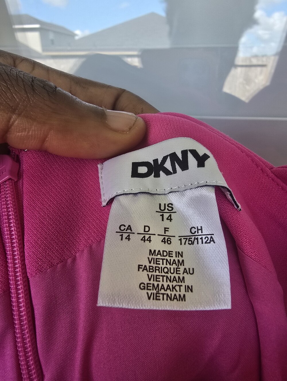 NWT DKNY Hot Pink Off Shoulder Sheath Dress Size 14 Cocktail Party Midi - Picture 7 of 10